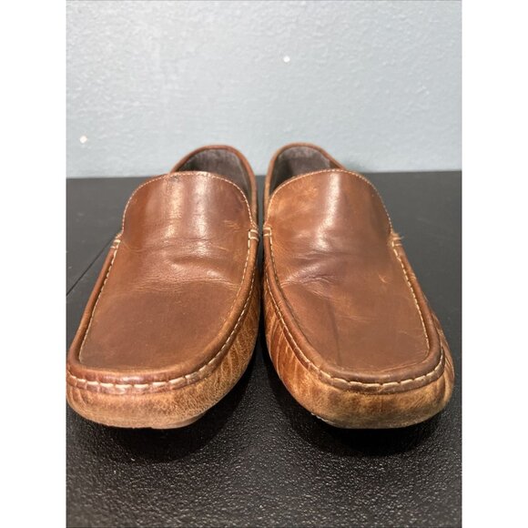 LB Evans Shoes Mens 10 Brown Alton Leather Loafers Shearling Slip On Slipper - Picture 2 of 8